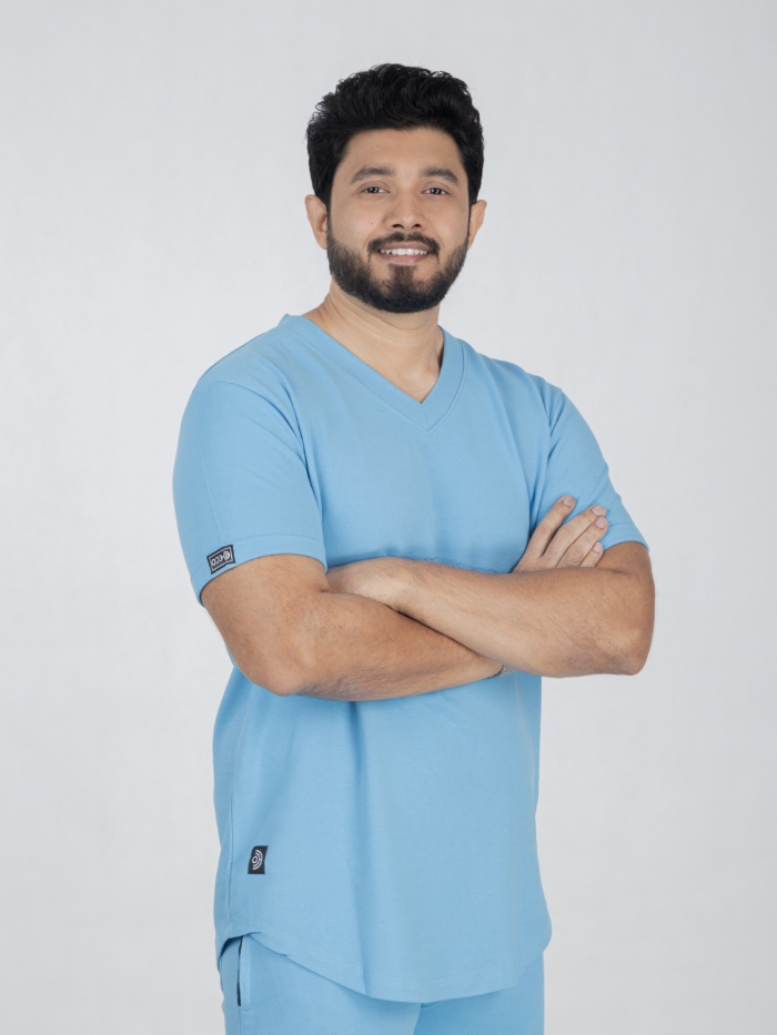Basics - Scrub Top - Sky