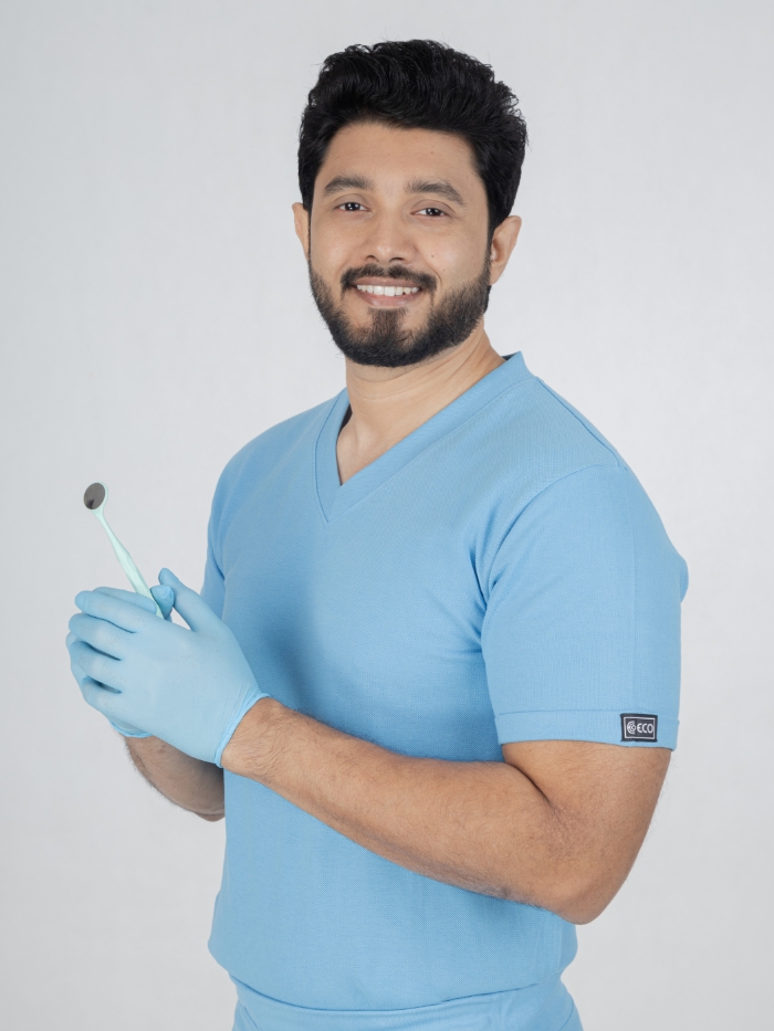 Basics - Scrub Top - Sky