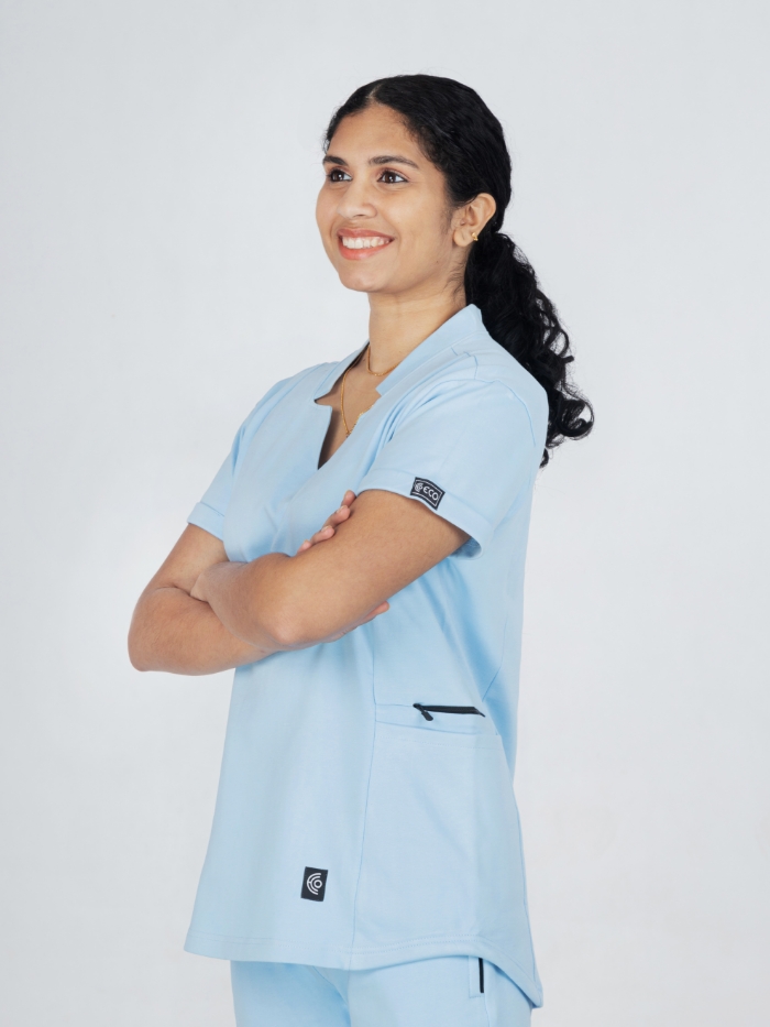 Basics - Scrub Top - Sky