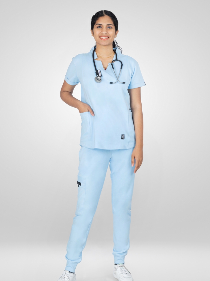 Basics - Scrub Top - Sky