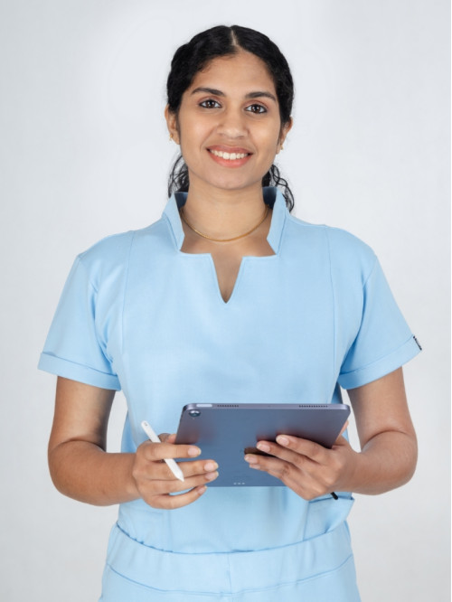 Basics - Scrub Top - Sky